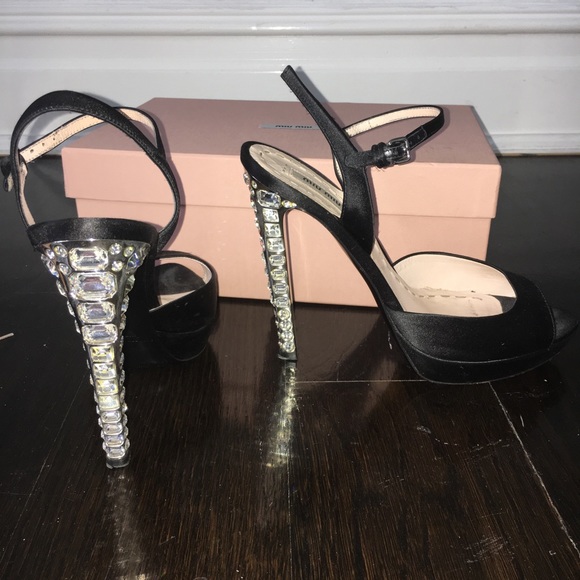Miu Miu Shoes - Miu Miu Crystal Embellished Heels with box